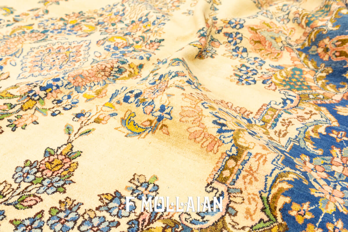 Tappeto Antico Kerman Disegno Floreale Colore Beige n°:17725766